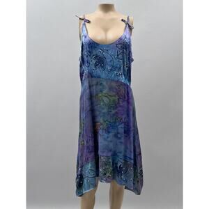 Colors Artwear Dress Women M Purple Hand Painted Tie Dye Silk Slip Fairy Artsy